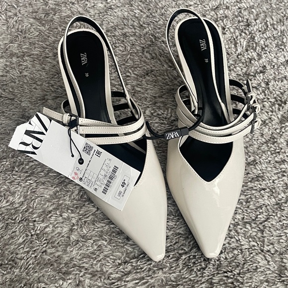 Zara Women's Elegant White Slingback Heels brand new with tags - Picture 1 of 3